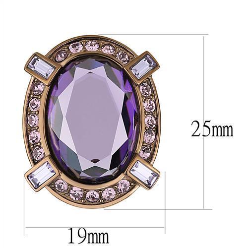 MATK2571 - IP Coffee light Stainless Steel Earrings with AAA Grade CZ in Amethyst