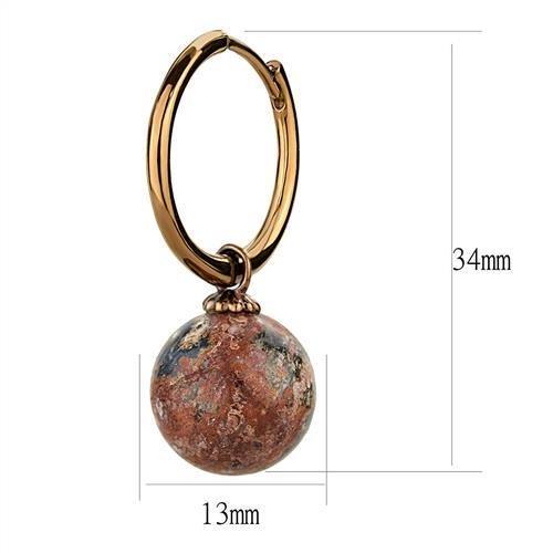 MATK2572 - IP Coffee light Stainless Steel Earrings with Semi-Precious Leopard Stone in Multi Color