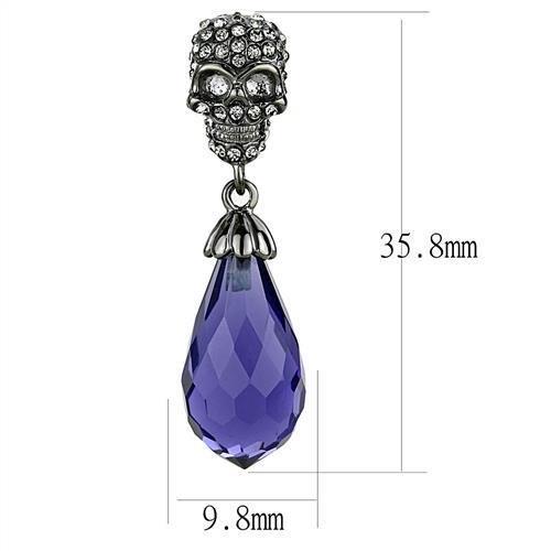MATK2574 - IP Light Black (IP Gun) Stainless Steel Earrings with Synthetic Synthetic Glass in Tanzanite