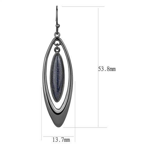 MATK2577 - IP Light Black (IP Gun) Stainless Steel Earrings with Blue Sand in Montana