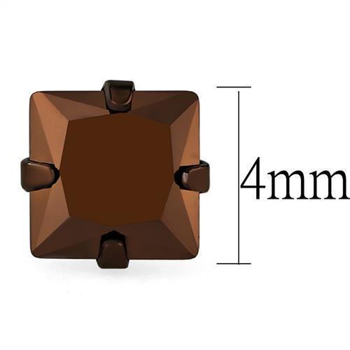 MATK2582 - Two Tone IP Light Brown (IP Light coffee) Stainless Steel Earrings with AAA Grade CZ in Light Coffee