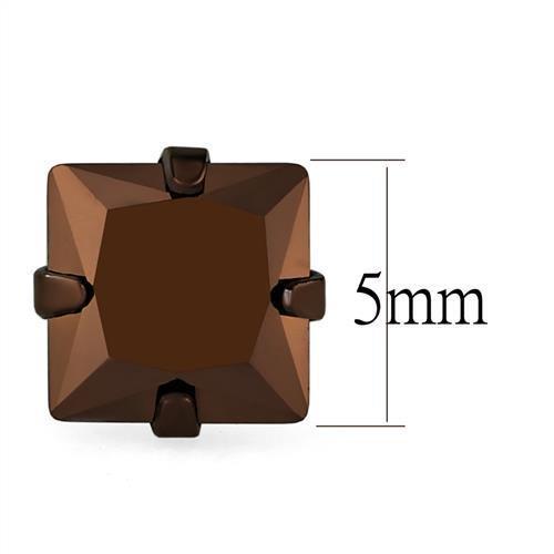 MATK2583 - Two Tone IP Light Brown (IP Light coffee) Stainless Steel Earrings with AAA Grade CZ in Light Coffee