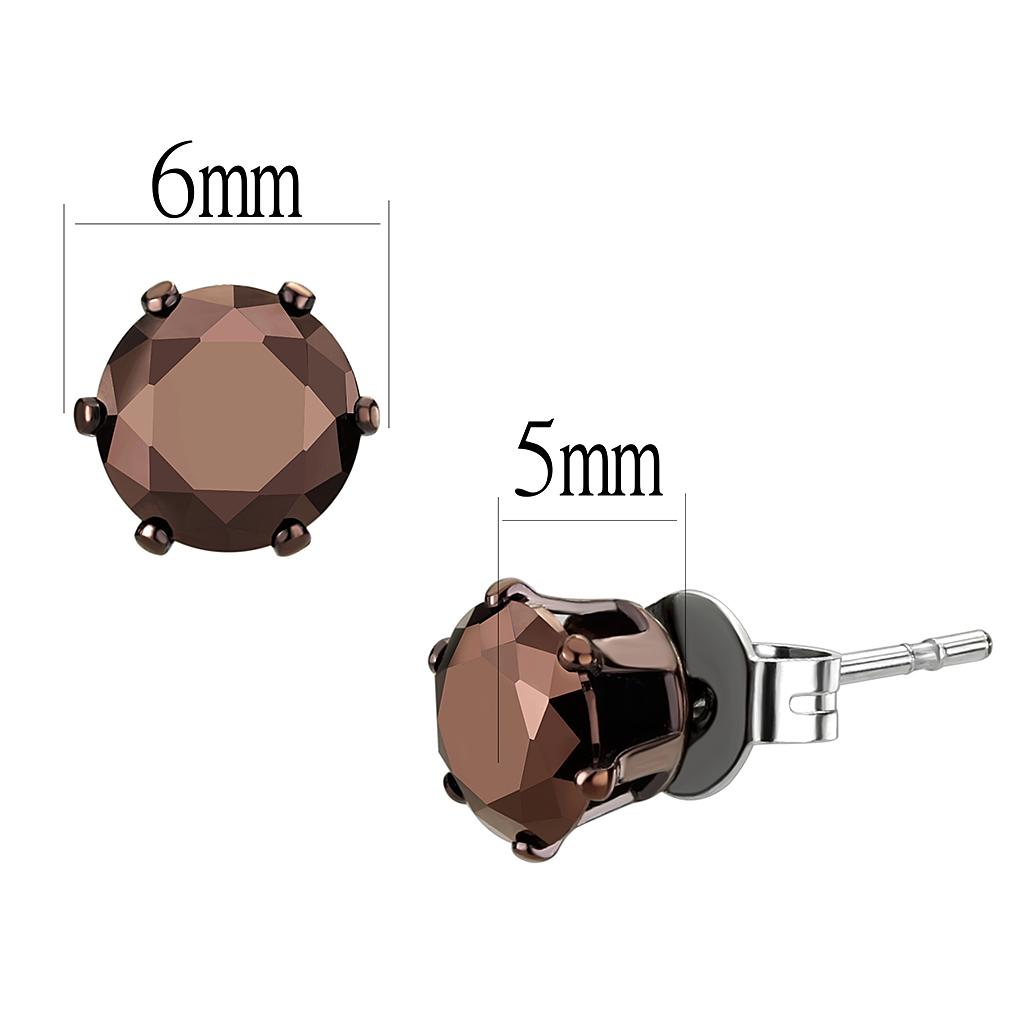MATK2587 - Two Tone IP Light Brown (IP Light coffee) Stainless Steel Earrings with AAA Grade CZ in Light Coffee