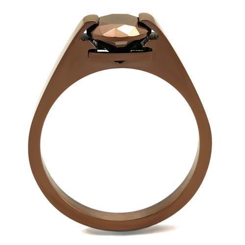 MATK2594 - IP Coffee light Stainless Steel Ring with AAA Grade CZ in Light Coffee
