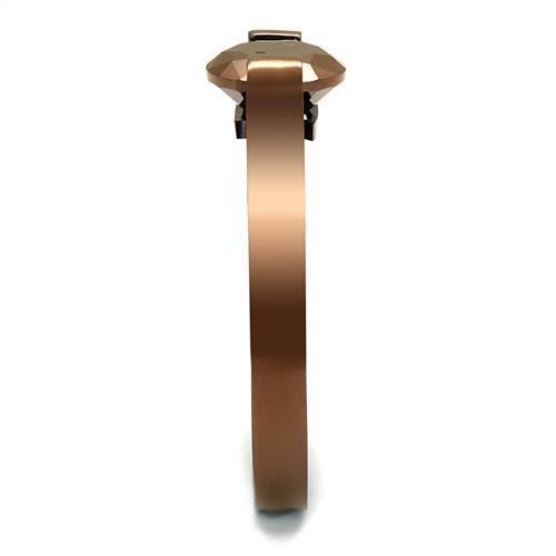 MATK2594 - IP Coffee light Stainless Steel Ring with AAA Grade CZ in Light Coffee