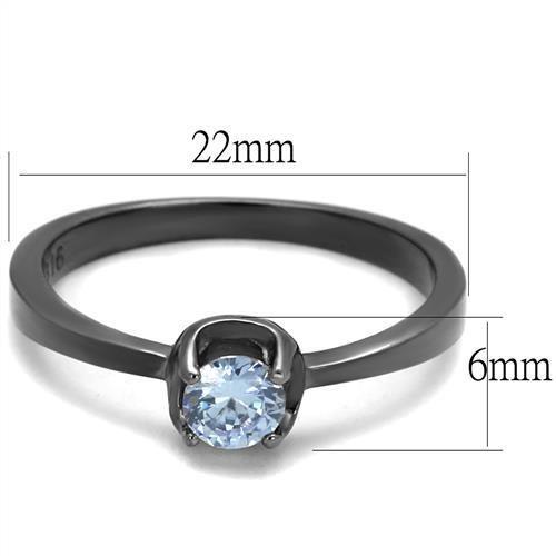 MATK2609 - IP Light Black (IP Gun) Stainless Steel Ring with AAA Grade CZ in Light Amethyst