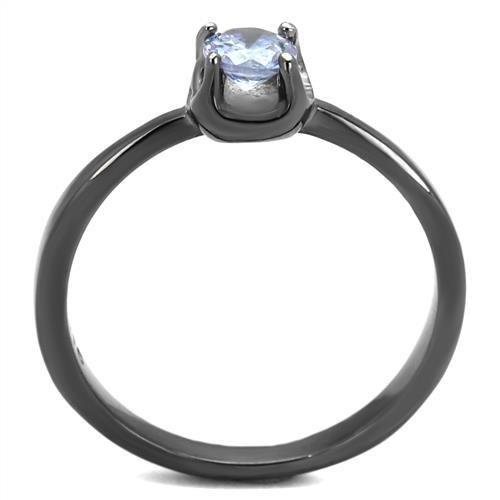 MATK2609 - IP Light Black (IP Gun) Stainless Steel Ring with AAA Grade CZ in Light Amethyst