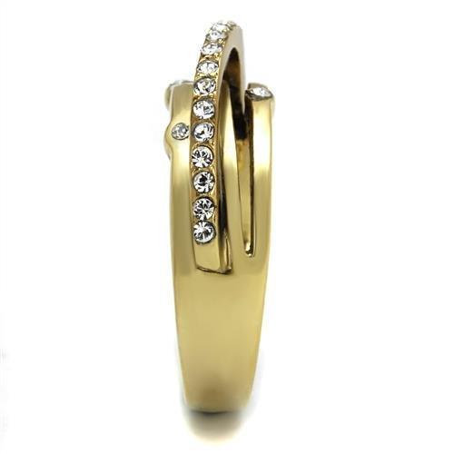 MATK2611 - IP Gold(Ion Plating) Stainless Steel Ring with Top Grade Crystal in Clear