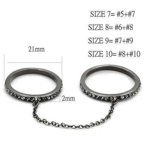 MATK2614 - IP Light Black (IP Gun) Stainless Steel Ring with Top Grade Crystal in Jet