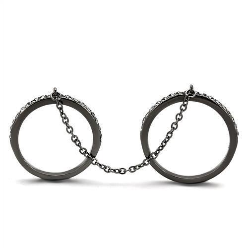 MATK2614 - IP Light Black (IP Gun) Stainless Steel Ring with Top Grade Crystal in Jet