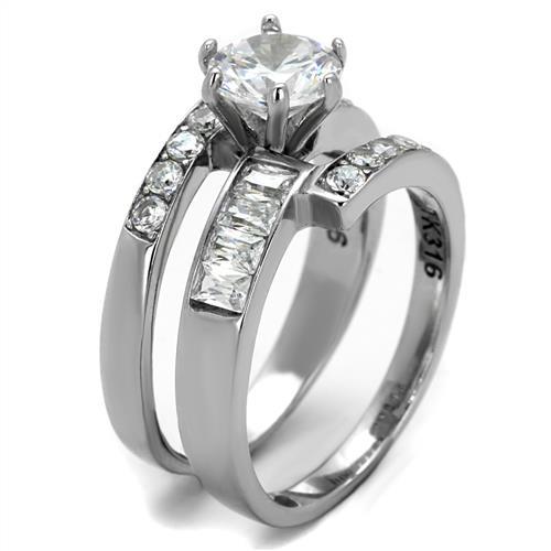 MATK2616 - No Plating Stainless Steel Ring with AAA Grade CZ in Clear