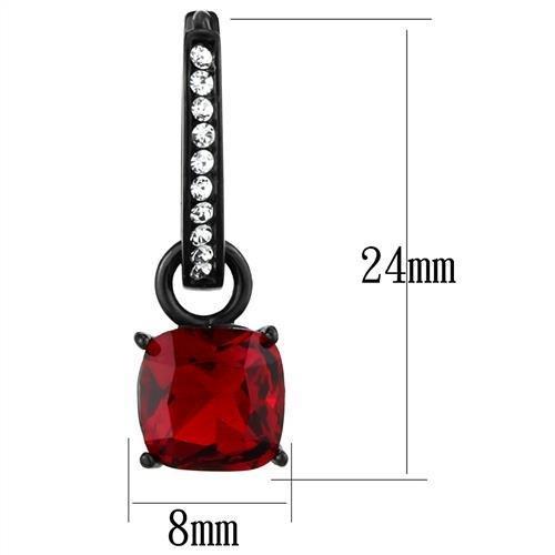 MATK2626 - IP Black(Ion Plating) Stainless Steel Earrings with Synthetic Synthetic Glass in Siam