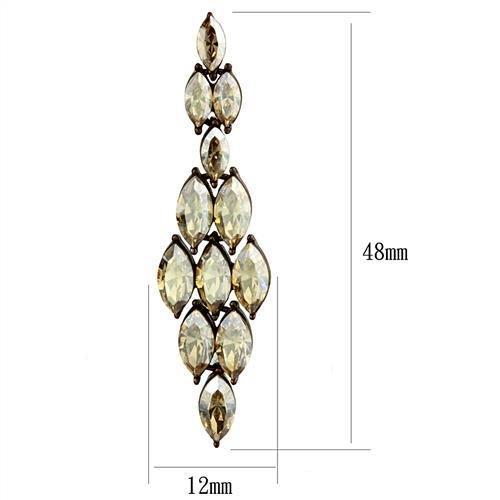 MATK2632 - IP Coffee light Stainless Steel Earrings with Top Grade Crystal in Champagne