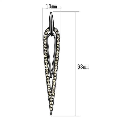 MATK2634 - IP Light Black (IP Gun) Stainless Steel Earrings with Top Grade Crystal in Smoky Topaz