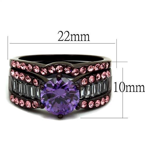MATK2652 - IP Dark Brown (IP coffee) Stainless Steel Ring with AAA Grade CZ in Amethyst