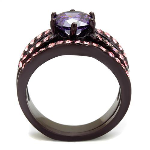 MATK2652 - IP Dark Brown (IP coffee) Stainless Steel Ring with AAA Grade CZ in Amethyst