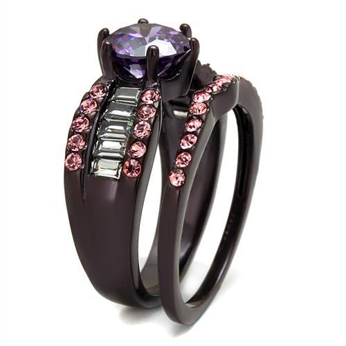 MATK2652 - IP Dark Brown (IP coffee) Stainless Steel Ring with AAA Grade CZ in Amethyst