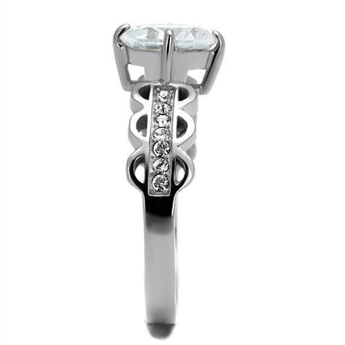 MATK2658 - High polished (no plating) Stainless Steel Ring with AAA Grade CZ in Clear