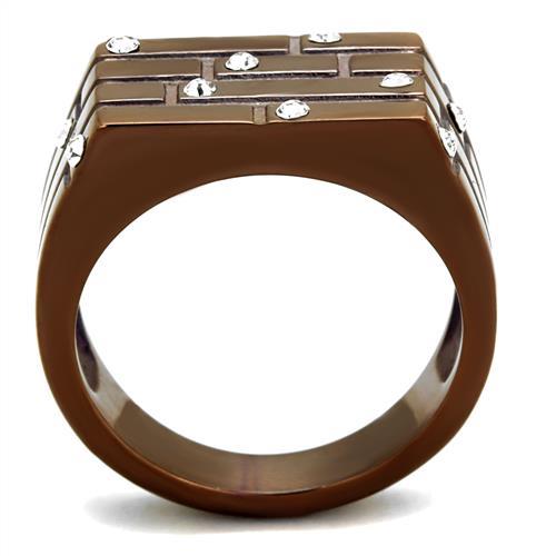 MATK2664 - IP Coffee light Stainless Steel Ring with Top Grade Crystal in Clear