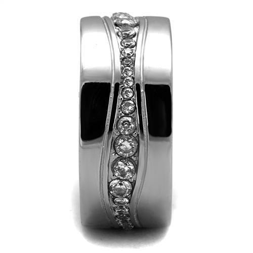 MATK2667 - High polished (no plating) Stainless Steel Ring with AAA Grade CZ in Clear