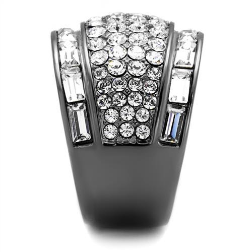 MATK2673 - IP Light Black (IP Gun) Stainless Steel Ring with Top Grade Crystal in Clear