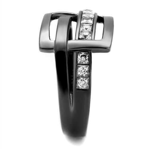 MATK2690 - IP Light Black (IP Gun) Stainless Steel Ring with AAA Grade CZ in Clear