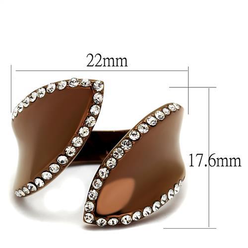 MATK2691 - IP Coffee light Stainless Steel Ring with Top Grade Crystal in Clear