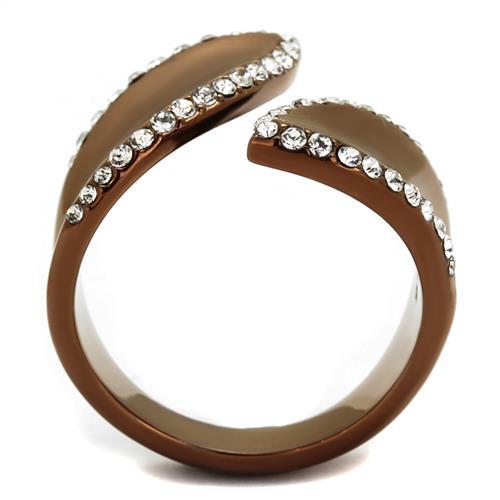 MATK2691 - IP Coffee light Stainless Steel Ring with Top Grade Crystal in Clear