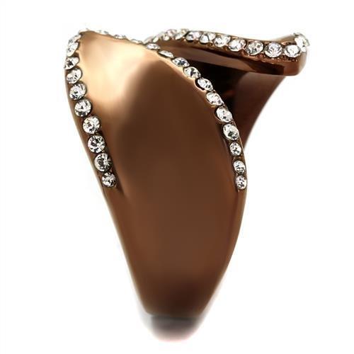 MATK2691 - IP Coffee light Stainless Steel Ring with Top Grade Crystal in Clear