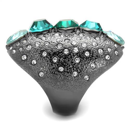 MATK2698 - IP Light Black (IP Gun) Stainless Steel Ring with Top Grade Crystal in Multi Color