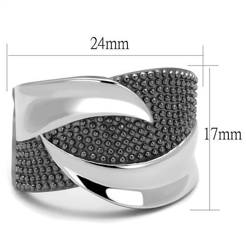 MATK2700 - Two Tone IP Light Black (IP Gun) Stainless Steel Ring with No Stone