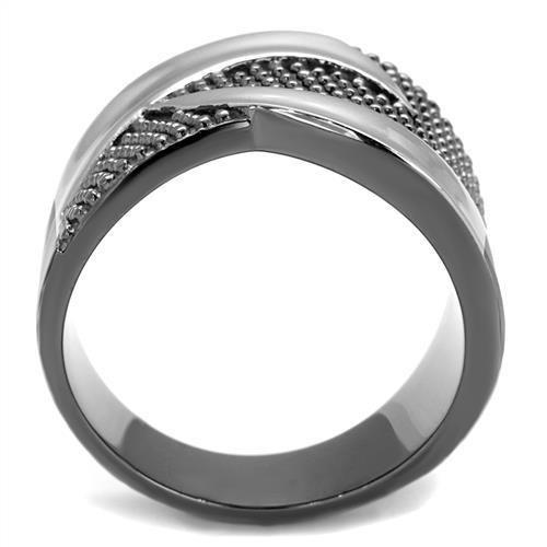 MATK2700 - Two Tone IP Light Black (IP Gun) Stainless Steel Ring with No Stone