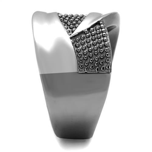 MATK2700 - Two Tone IP Light Black (IP Gun) Stainless Steel Ring with No Stone