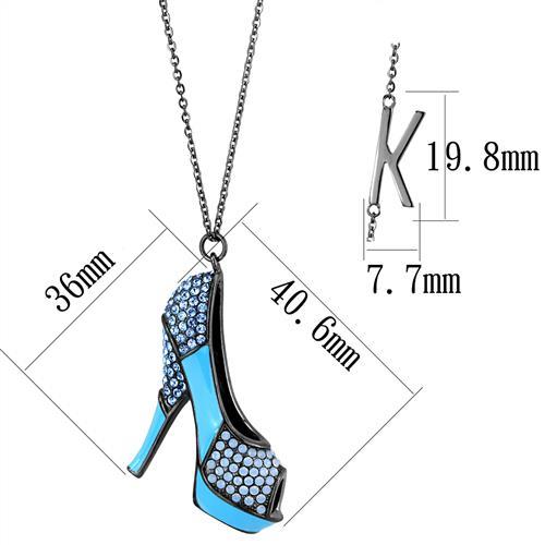MATK2704 - IP Light Black (IP Gun) Stainless Steel Chain Pendant with Top Grade Crystal in Aquamarine