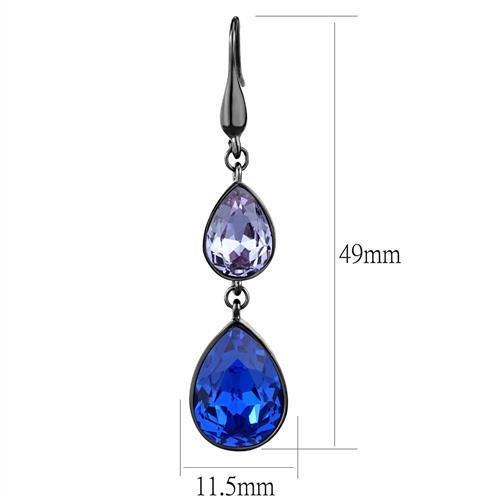 MATK2706 - IP Light Black (IP Gun) Stainless Steel Earrings with Top Grade Crystal in Multi Color