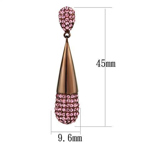 MATK2707 - IP Coffee light Stainless Steel Earrings with Top Grade Crystal in Light Peach