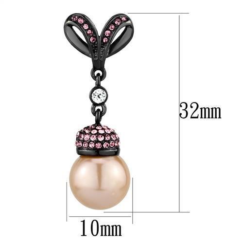 MATK2710 - IP Light Black (IP Gun) Stainless Steel Earrings with Synthetic Pearl in Rose