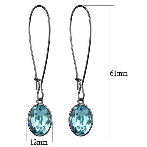 MATK2720 - IP Light Black (IP Gun) Stainless Steel Earrings with Top Grade Crystal in Sea Blue