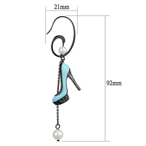 MATK2721 - IP Light Black (IP Gun) Stainless Steel Earrings with Synthetic Pearl in White