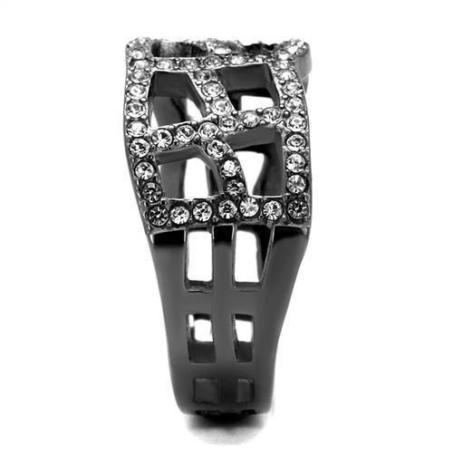 MATK2753 - IP Light Black (IP Gun) Stainless Steel Ring with Top Grade Crystal in Black Diamond