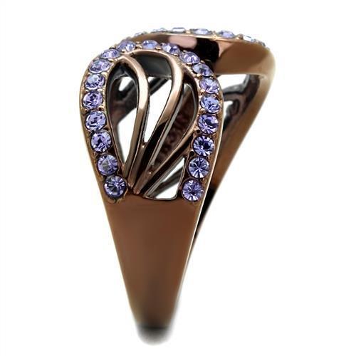 MATK2755 - IP Coffee light Stainless Steel Ring with Top Grade Crystal in Tanzanite
