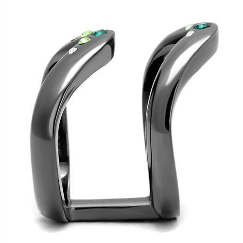 MATK2757 - IP Light Black (IP Gun) Stainless Steel Ring with Top Grade Crystal in Multi Color