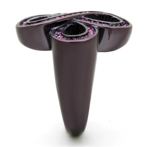 MATK2763 - IP Dark Brown (IP coffee) Stainless Steel Ring with Top Grade Crystal in Fuchsia