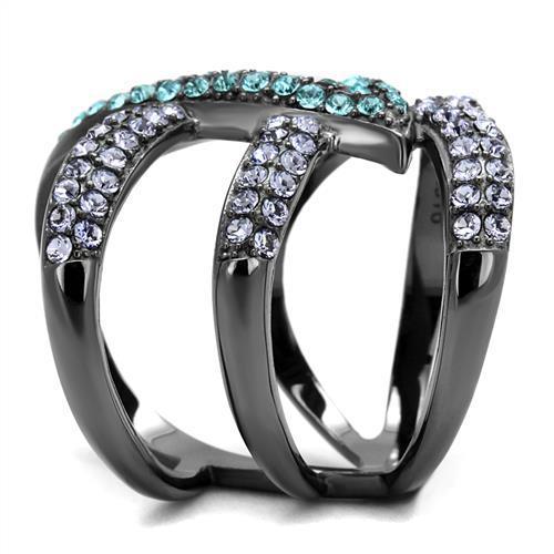 MATK2766 - IP Light Black (IP Gun) Stainless Steel Ring with Top Grade Crystal in Multi Color