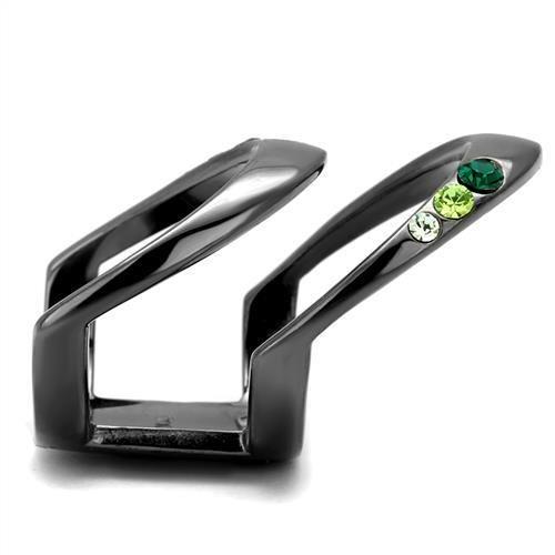 MATK2768 - IP Light Black (IP Gun) Stainless Steel Ring with Top Grade Crystal in Multi Color