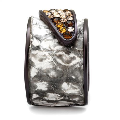 MATK2781 - IP Dark Brown (IP coffee) Stainless Steel Ring with Top Grade Crystal in Multi Color