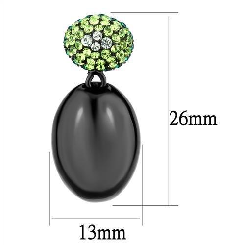 MATK2786 - IP Black(Ion Plating) Stainless Steel Earrings with Top Grade Crystal in Multi Color