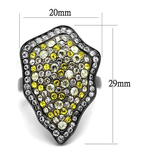 MATK2805 - IP Light Black (IP Gun) Stainless Steel Ring with Top Grade Crystal in Multi Color