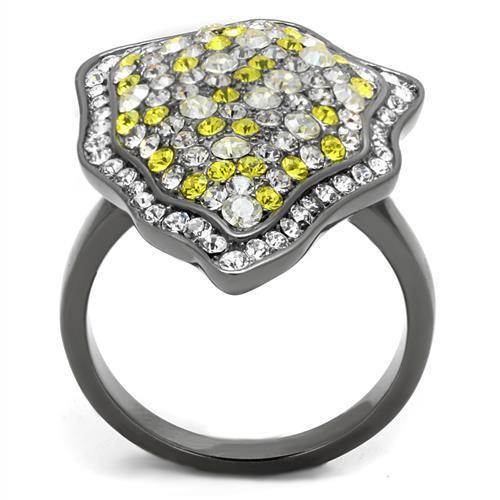 MATK2805 - IP Light Black (IP Gun) Stainless Steel Ring with Top Grade Crystal in Multi Color