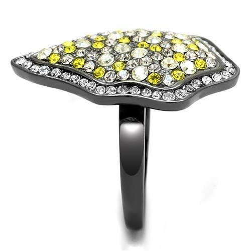 MATK2805 - IP Light Black (IP Gun) Stainless Steel Ring with Top Grade Crystal in Multi Color